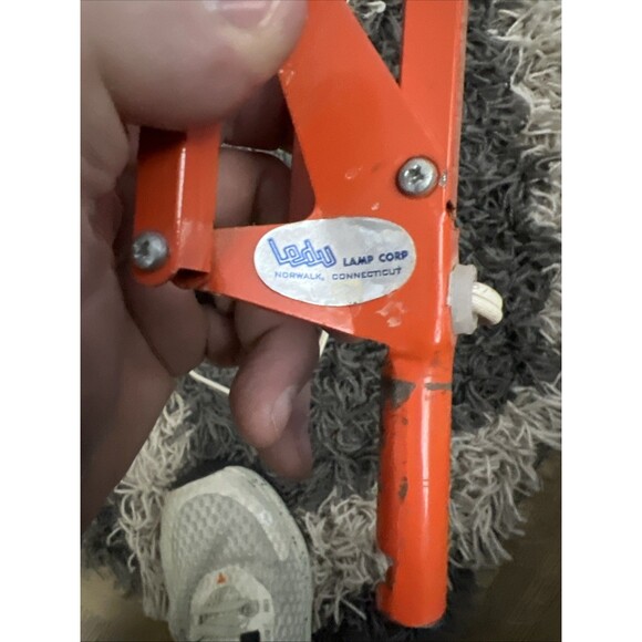 LEDU Orange Desk Lamp Articulated Draft Architect Lamp MCM Vintage NO BASE - Picture 12 of 16